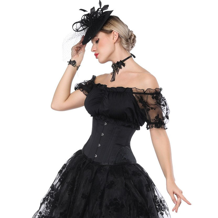 Corset Femme KUOSE Noir - Style Vintage Gothique - Avec Bretelles Et Lacets - Taille S à 6XL